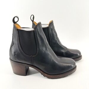 Frye Sabrina Chelsea Boot USA Heritage Black Leather Ankle Deadstock Womens 7.5M